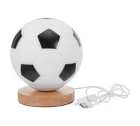 VINTORKY Lampe de Bureau Football Ballon LED avec Base en Bois pour Chambre | Éclairage Doux, Commande Tactile Réglable, Style Sportif, pour Bureau, Espace Garçon et Filles, Chevet