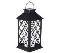 VINTORKY Lanterne Solaire Suspendue Fer Forgé Vintage LED Décoration Extérieure Élégante Lampe Murale Solaire Décorative Noire sans Verre