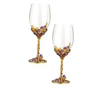 VINTORKY Lot de 2 Verres à Whisky Émaillés Dorés 320 Ml, Gobelets à Pied en Cristal pour Mariage et Fête, Fourniture de Mariage, Vaisselle Élégante pour Intérieur et Plein Air