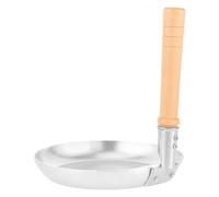 VINTORKY Mini Poêle à Frire Portable en Acier Inoxydable et Bois Argenté, Multifonction pour Œufs au Plat, Cuisine Professionnelle et Usage Quotidien