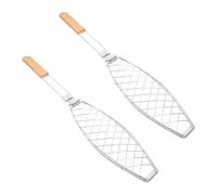 VINTORKY Panier à Griller et Design Détachable pour Poisson 2pcs en Acier Inoxydable avec Poignée Isolante Facile à Nettoyer, pour Barbecue en Plein Air et Camping