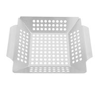 VINTORKY Panier Rôtisserie et Bords Relevés Carré en Acier Inoxydable Argenté Design Intégré Accessoire pour Barbecue la Cuisine et Camping