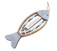 VINTORKY Sandales Femme Thermomètre Mural Décoratif en Bois D'arêtes de Poisson, Décoration Murale Rustique pour Terrasse et Jardin au Style Méditerranéen