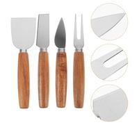 VINTORKY Set de 4 Ustensiles Cuisine en Acier Inoxydable et Bois pour Fromage et Crème, Couteau à Fromage et Tartineur, Facile à Entretenir, pour Restaurants et Buffets