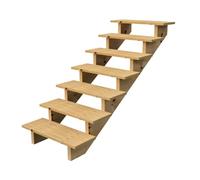 Vinuovo Escalier extérieur Bois, 2 à 7 Marches, Rampe d'escalier, Kit prêt à l'emploi, en Bois, pour Jardin, Balcon et Terrasse (7 marches sans Contre-marches, 80 cm)