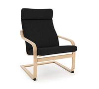 Vinylla Housse de rechange pour fauteuil Ikea POÄNG (Design coussin 3, Polyester, Noir)
