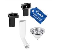 VIOKS Bonde de panier d'évier Ø 114 mm (3 1/2") | Sortie latérale de 25 mm de diamètre, compatible avec les éviers avec trou d'évacuation d'environ Ø 90 mm