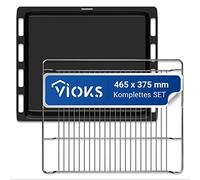 VIOKS Ensemble de Plaque Cuisson Four 465x375 mm et Grille pour Four Bosch 00662999 00574876, Plaque et Grille de Four de Rechange