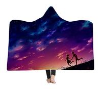Violet et Bleu Les Amoureux Couverture à Capuche en Peluche Epaissie Super Douce Portable Jeter une Couverture Tapis de Yoga pour Regarder la Télévision Lire Apprendre (50"x60", Couple romantique)