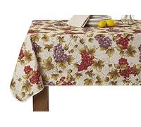 Violet Linen European Vinyard Grapes Printed Design Nappe, Polyester, Beige, 60" X 120"