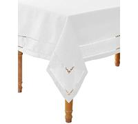 Violet Linen Nappe Blanche brodée avec Ourlet brodé au Design Vintage rectangulaire 172,7 x 274,3 cm
