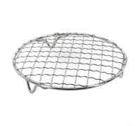 Violiica Filet de barbecue rond en acier inoxydable avec pieds en maille polie pour réchaud extérieur Grille métallique pour nourriture (25 cm)