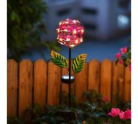 Violiica Lampe solaire de jardin hortensia de 800 cm, lampe sur piquet en fer avec lumière LED, décoration extérieure météo pour cour, allée, pelouse, terrasse, orange