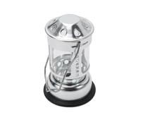 Violiica Photophore en alliage d'aluminium avec insert en verre, lanterne à bougie portable argentée pour camping, pêche, jardin, fête de mariage, 11 cm de hauteur