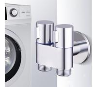 Violiica Vanne d'angle G1/2 double commande avec poignée en métal, inverseur 1 en 2 sorties, pour machine à laver, toilettes, bidet, pommeau de douche, cuisine, salle de bain, argent