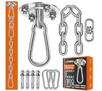Viomis Crochet de plafond pour fauteuil suspendu - Charge maximale : 400 kg - Rotation à 360 ° - En acier inoxydable - Kit complet avec chaîne de 30 cm et 3 mousquetons