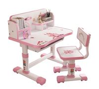 VioroKew Ensemble Bureau et Chaise pour Enfants réglables en Hauteur - Table d'étude de 3 à 18 Ans, Ensemble Ergonomique Tout-Petits avec tiroir Rangement bibliothèque garçons Filles, Cadeau Rose