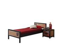 Vipack alex lit simple pin massif + chevet table de nuit pin massif