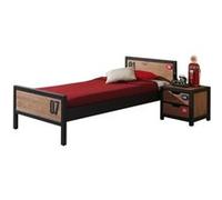 Vipack Alex Lit Simple Pin Massif + Chevet Table De Nuit Pin Massif