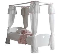Vipack Lit simple à baldaquin Amori Bois laqué blanc 90x200 cm