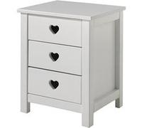 Delamaison Amor Table de Chevet en Bois avec 3 Tiroirs, Blanc