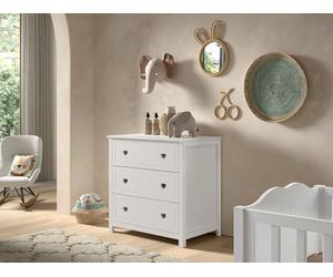 VIPACK - AMORI commode à 3 tiroirs, laquée blanc