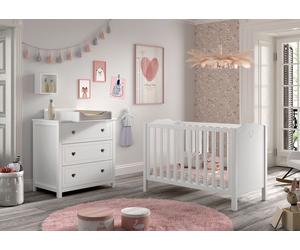 VIPACK - AMORI ensemble de 3 pcs. composé de : Lit bébé 60x120 cm, commode avec 3 tiroirs, plan à langer, laqué blanc