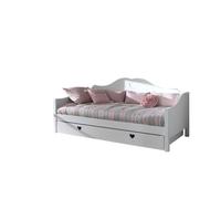 Vipack Amori Lit Capitaine Laqu Blanc + Sommier + Lit Gigogne