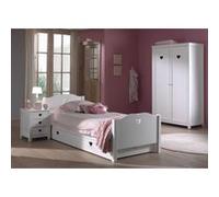 Vipack AMORI Lit simple 90x200cm blanc + Chevet + Armoire 2 portes + Lit gigogne Blanc G