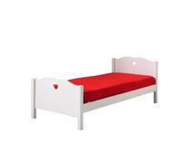Vipack amori lit simple 90x200cm laqué blanc + sommier à lattes 90x200cm