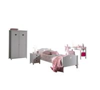 Vipack amori lit simple 90x200cm + table de chevet + bureau + armoire 2 portes