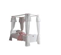 Vipack Amori Lit Simple Baldaquin 90x200cm Laqu Blanc + Rideau De Lit