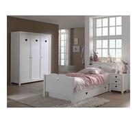 Vipack AMORI Lit simple + Lit gigogne + Chevet + Armoire 3 portes Marron G