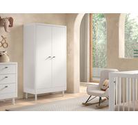 VIPACK - Armoire 2 portes, très spacieuse, finition hêtre massif laqué blanc