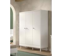 VIPACK - Armoire 3 portes, très spacieuse, finition hêtre massif laqué blanc