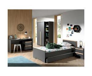 Vipack Armoire Mobile London 2 Tiroirs Anthracite