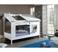 Vipack Baumhaus Lit 90 x 200 cm surface de couchage toit ouvert blanc laqué blanc