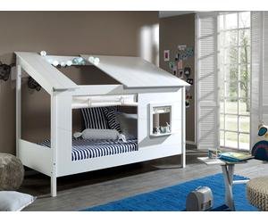 Vipack Baumhaus Lit 90 x 200 cm surface de couchage toit ouvert blanc laqué blanc