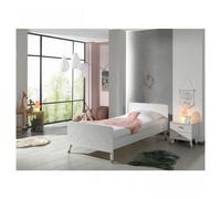 Vipack Billy Lit Blanc Satin 90x200cm + Chevet Blanc Satin