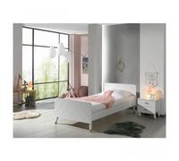 Vipack Lit Billy 90x200 cm Blanc satin avec chevet