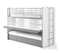 Vipack Lit surélevé Bonny Compact80 2 couchages Blanc / gris argenté