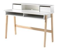 Vipack Bureau enfant Kiddy Bois laqué blanc 2 tiroirs pieds pin clair