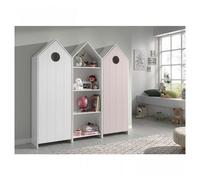 Vipack Casami Armoire 1 Porte Blanc + Armoire Ouverte + Armoire 1 Porte Rose