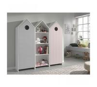 Vipack Casami Armoire 1 Porte Gris + Armoire Ouverte + Armoire 1 Porte Rose