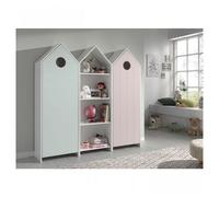 Vipack Casami Armoire 1 Porte Menthe + Armoire Ouverte + Armoire 1 Porte Rose