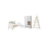 Vipack KIDDY Lit + Armoire + chevet + bureau + bibliothèque design Marron G