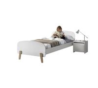 Vipack Kiddy Set composé d'un lit simple 90x200 cm, avec sommier à lattes et chevet, finition MDF laqué blanc