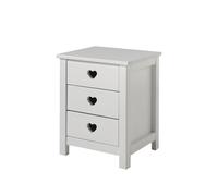 Vipack Table de chevet Amor – en bois, 3 tiroirs – Blanc