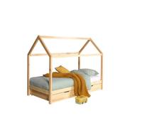 Vipack dallas lit lp 90x200cm naturel + lit gigogne