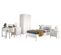 Vipack Ensemble Chambre eva lit 90x200 + chevet + armoire 2 portes + bureau blanc